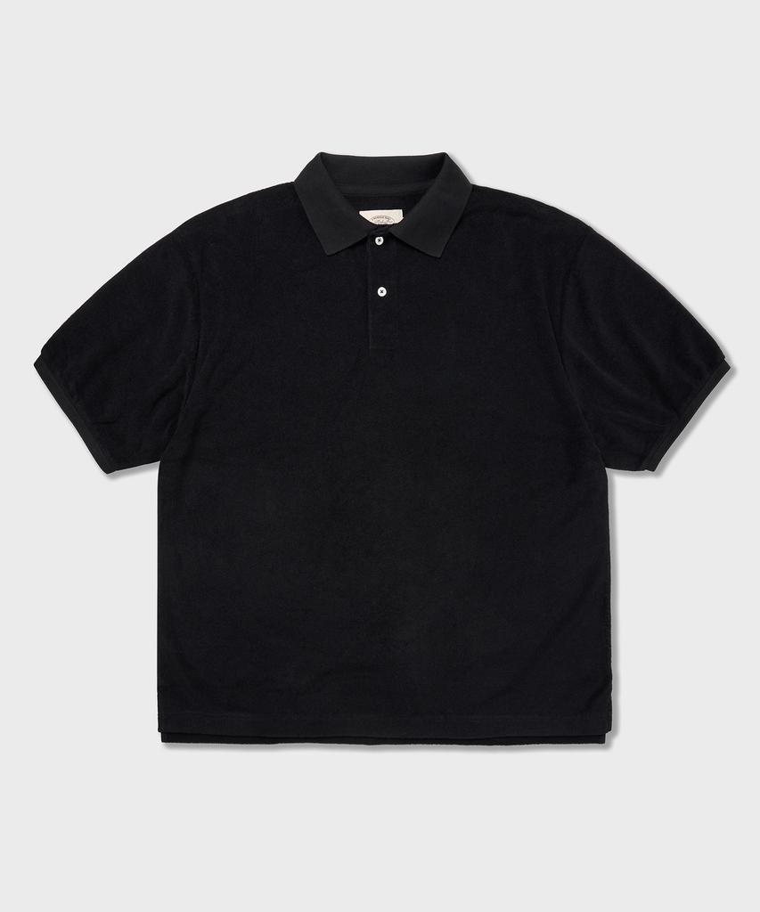 AMFEAST Oversized Big Terry Polo Shirt Black