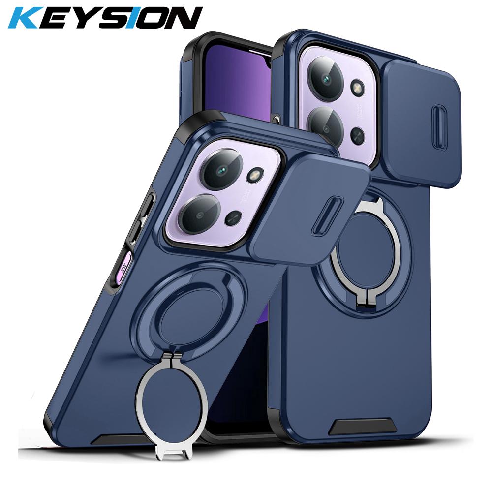 KEYSION 360° Чехол-подставка для телефона для Redmi 15C 171 173 мм Сдвижная защита камеры Магнитный противоударный чехол для Xiaomi POCO C85