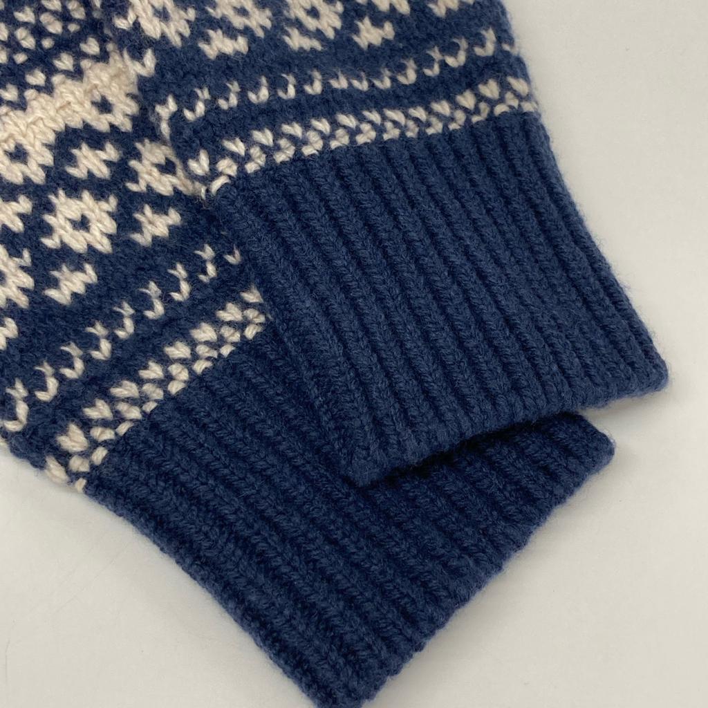 SUTOOH Blue STU-A22-KN06 Wool Cashmere Silk Jacquard Knit Tops 2 blueUsed