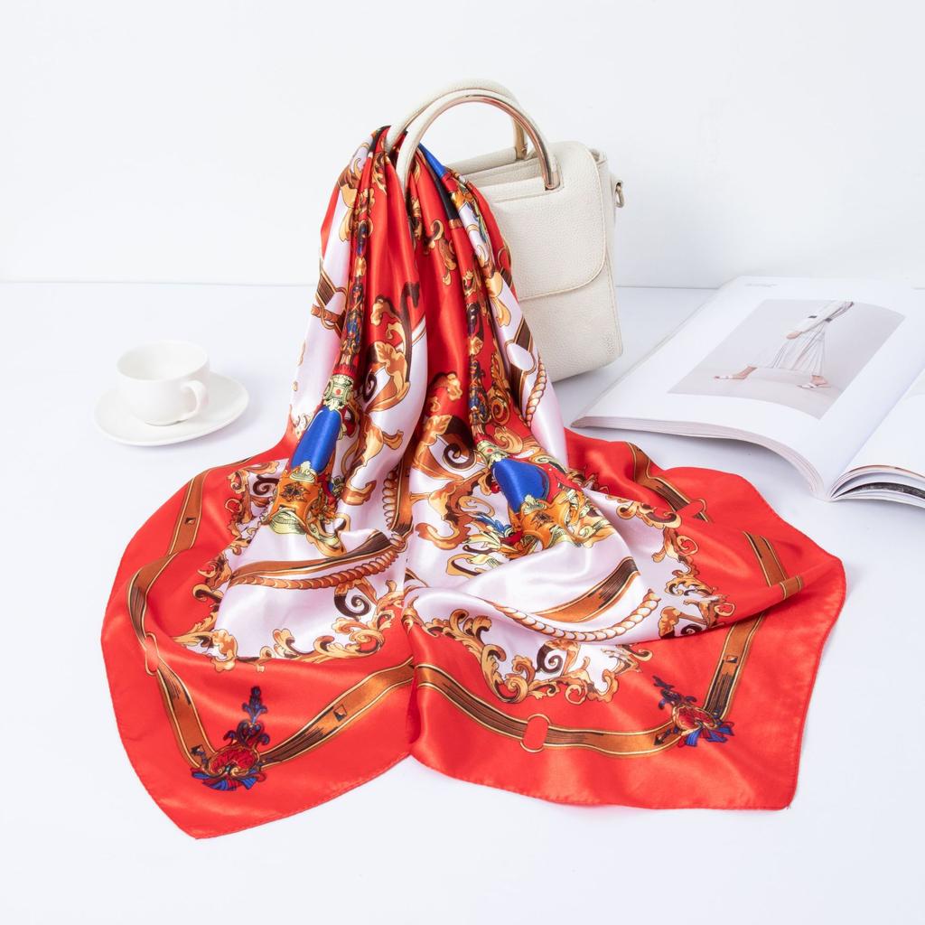 Большой квадратный шарф из искусственного шелка 90 см. Шелковый шарф женский. Новинка 2024 года. Весенние и осенние модели зарубежной модной рубашки. Большой квадратный шарф. Материнский шарф.