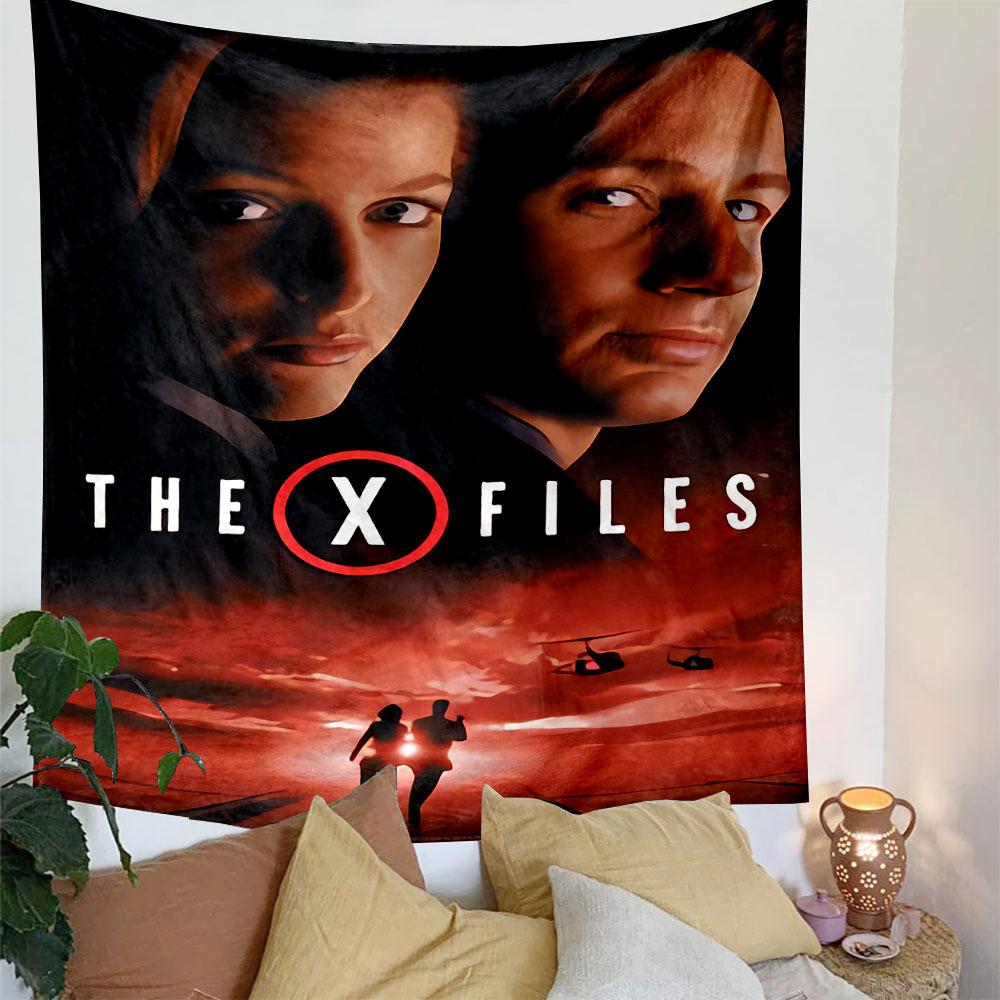The X Files Tapestry Wall Hanging, Mulder Scully UFO TV Show Art, Mystery Sci-Fi Wall Decor for Bedroom Man Cave