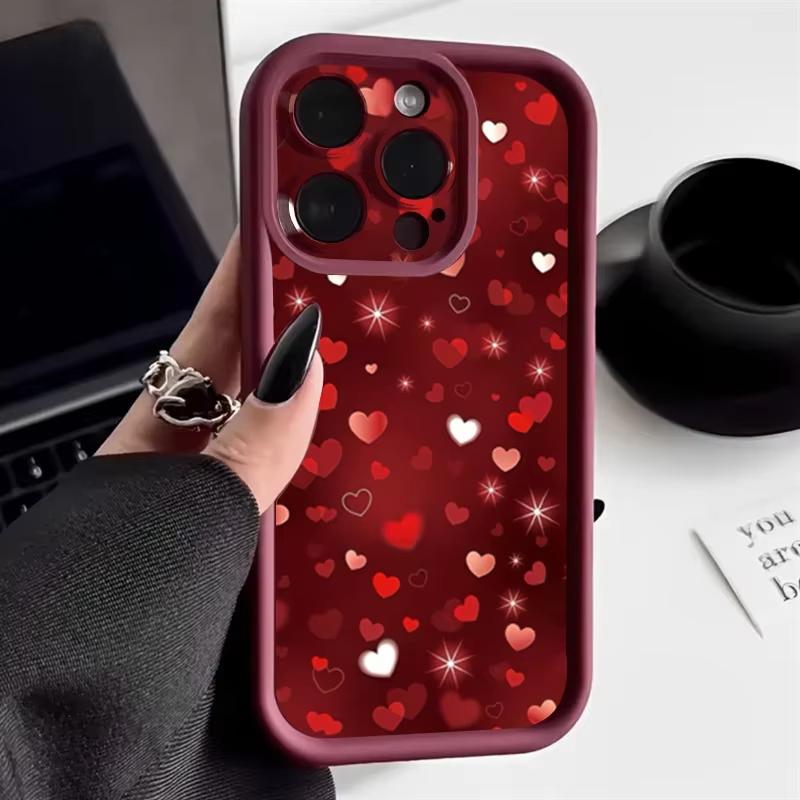 Sparkle Heart Glitter Phone Case For iPhone 17 AIR Pro Max 16E 15Plus 14 13 Mini 12 11 AIR XS XR XS Shockproof Soft Cover