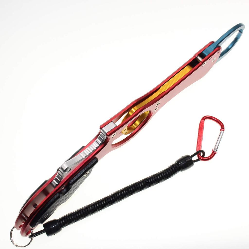 1091 Fish Lightweight Aluminum Fish Long Gun Grip (Iregui) Grip, Grip, Reach, (Red (Aluminum Trigger))