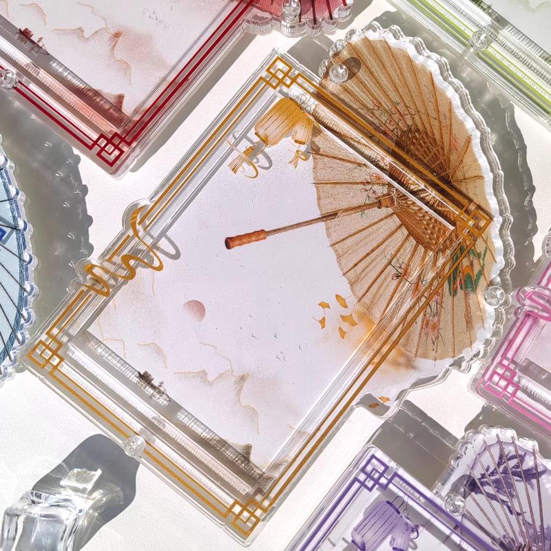 Retro Umbrella Acrylic Photo Frame Colorful Card Holder 3 Inch Anime Photocard Display Chinese Style Card Binder Wholesales 2025