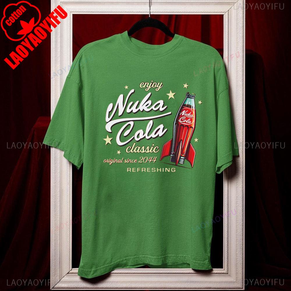 Футболка унисекс из мягкого хлопка Nuka Cola Fallout, смешные футболки, винтажная красная футболка 2044, топы, подарок для фаната, мужская одежда харадзюку