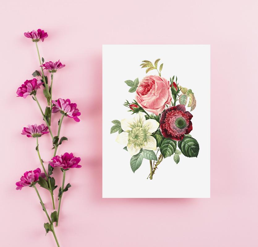 Плакат с винтажным букетом цветов