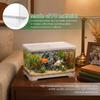2 Gallon Plastic Fish Tank with Drain Hole - 30x19x17cm Shatterproof Small Rectangular Aquarium for Betta Fish & Guppies - Clear Desktop Terrarium