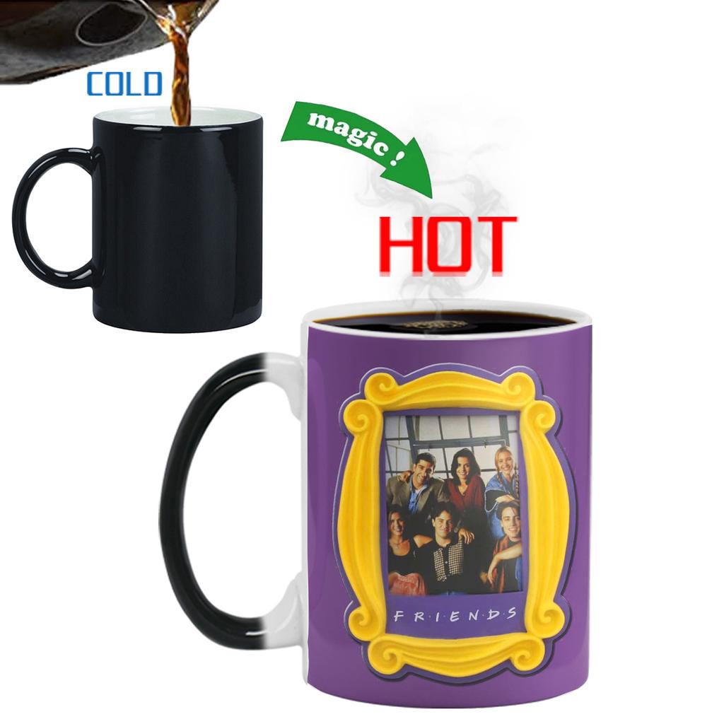 Friendship Themed Heat Sensitive Color Changing Ceramic Mug Creative Thermal Reaction Coffee Cup Gift For Friends