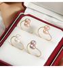 Natural Freshwater Pearl Ring Women Teardrop Copper Gold Plated Open Adjustable 3 Colors