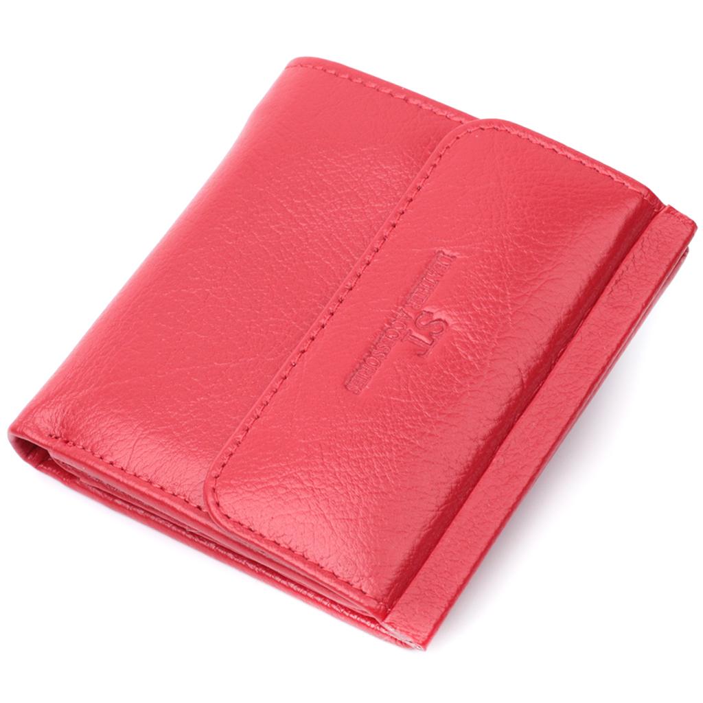 Medium Size Wallet for Women with Coin Pocket Outside Made of Genuine Leather ST Leather 22720 Red
