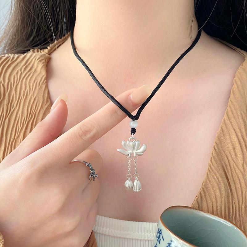 Новый китайский стиль Цветок лотоса, тент лотоса, ожерелье с кисточками, женский этнический стиль, высококачественный шейный платок