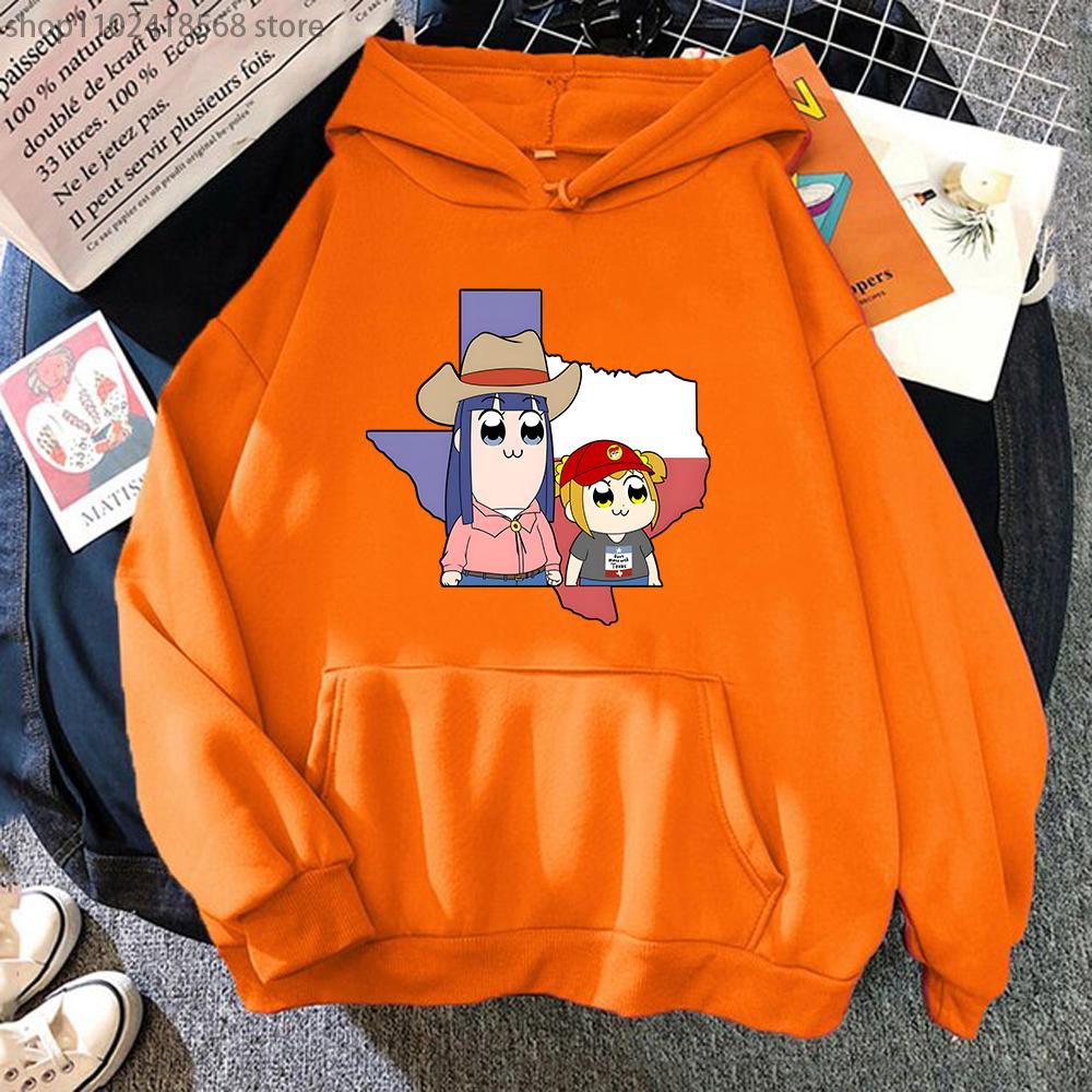 Cartoon Print Pop Team Epic Hoodie Pipimi and Popuko Graphic Sweatshirt Hip Hop Pullover Female Streetwear Harajuku Unisex Hoody