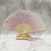 Складной веер с кисточкой, китайский бамбук, ручная роспись, цветочный принт, принт в виде листьев, танцевальное представление, реквизит для фотографий