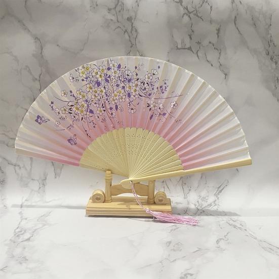 Складной веер с кисточкой, китайский бамбук, ручная роспись, цветочный принт, принт в виде листьев, танцевальное представление, реквизит для фотографий