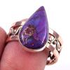 Natural Purple Turquoise Gemstone 925 Sterling Silver Two Tone Ring Size 10 D3o89