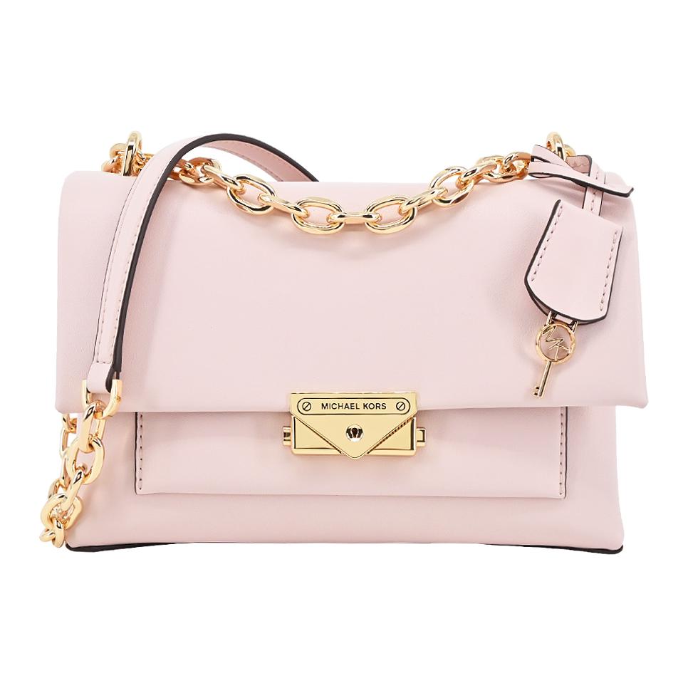 Michael Kors Mk Cece Классическая однотонная винтажная сумка через плечо с цепочкой и золотой пряжкой, клапан, полиэстер, средняя женская сумка 35F2G0EF8O-POWDER-BLUSH