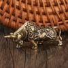 Decoration Brass Bull Figurine Desktop Ornament Abstract Animal Sculpture Miniature Zodiac Cattle