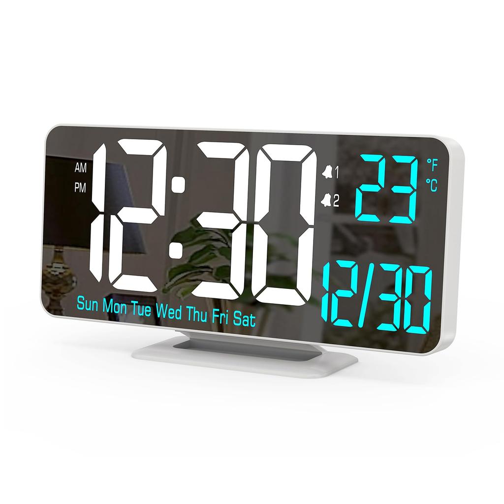 KOSUMOSU White LED Clock with Calendar