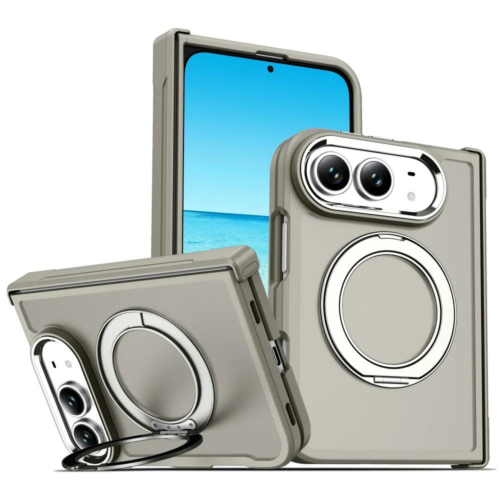 Новый чехол-книжка с магнитной петлей для IPhone Duo IPhone 18 Fold для беспроводной зарядки Magsafe с металлическим кронштейном 360° Защитная крышка