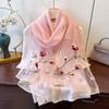 Spring Silk Wool Scarf Female Magnolia Flower Versatile Beauty Shawl Retro Gentle Embroidered Flower Scarf