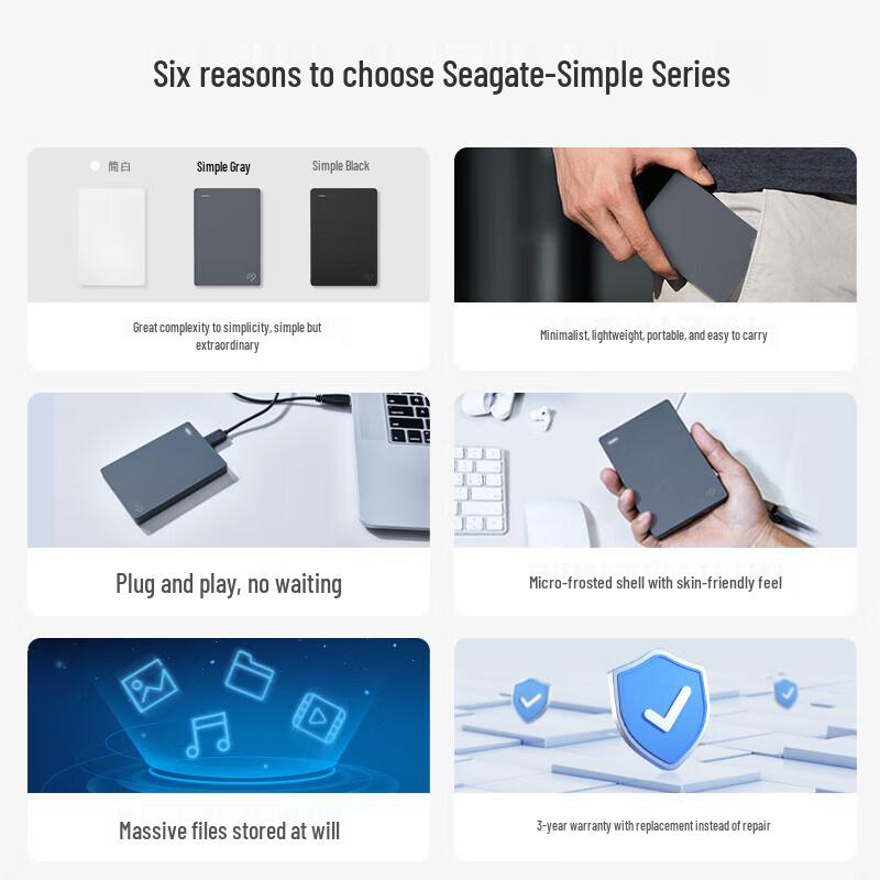 Seagate Портативный внешний жесткий диск серии Simple