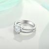Double Band Heart CZ Ring 925 Silver 4 Prong Setting Paved Zircon Engagement Promise Wedding Ring for Ladies