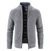 Mens Fleece Lined Cable Knitted Zip Up Cardigan Warm Winter Outerwear Jumper