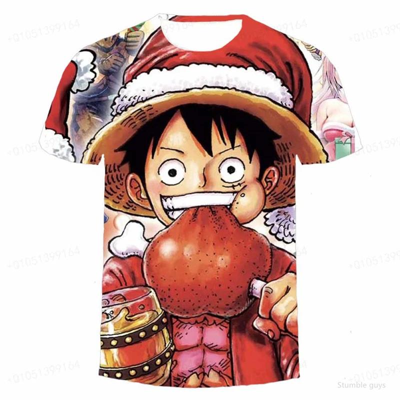 Летняя детская футболка слитная с принтом Luffy Повседневная одежда для мальчиков и девочек с коротким рукавом Мужская майка для улицы