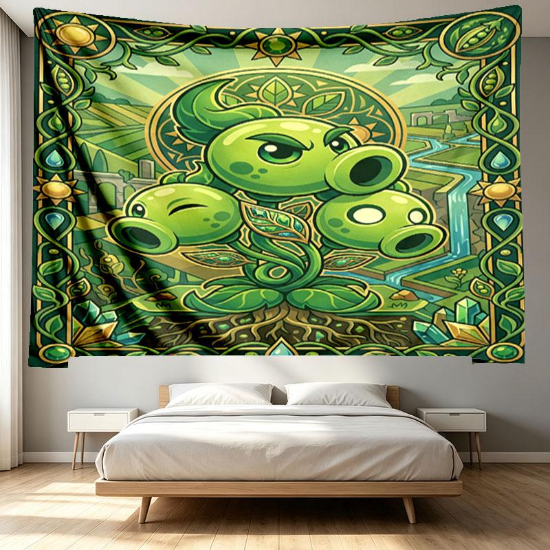 Plants VS Zombies Print Tapestry - Portable Wall Decor Cloth, for Home, Dorm, Travel, Bedroom, Living Room - Ideal Birthday Housewarming Gift