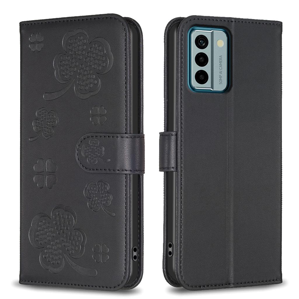 Для Nokia G42,Nokia G310,Nokia C12,Nokia C22,Nokia C32,G22,G11,G21 Lucky Grass Четырехлистный клевер с узором из искусственной кожи, откидной чехол-бумажник с подставкой, чехол для телефона