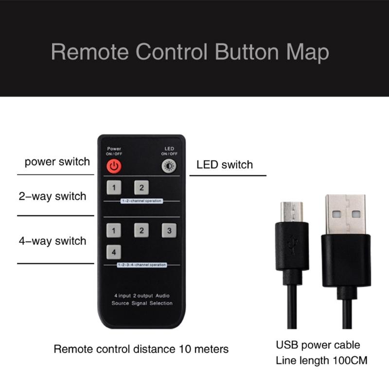 4 In 2 Out Sound Signal Remote Controlled her Headphones Speaker hing Box Bidirectional hing 2 In 4 Out