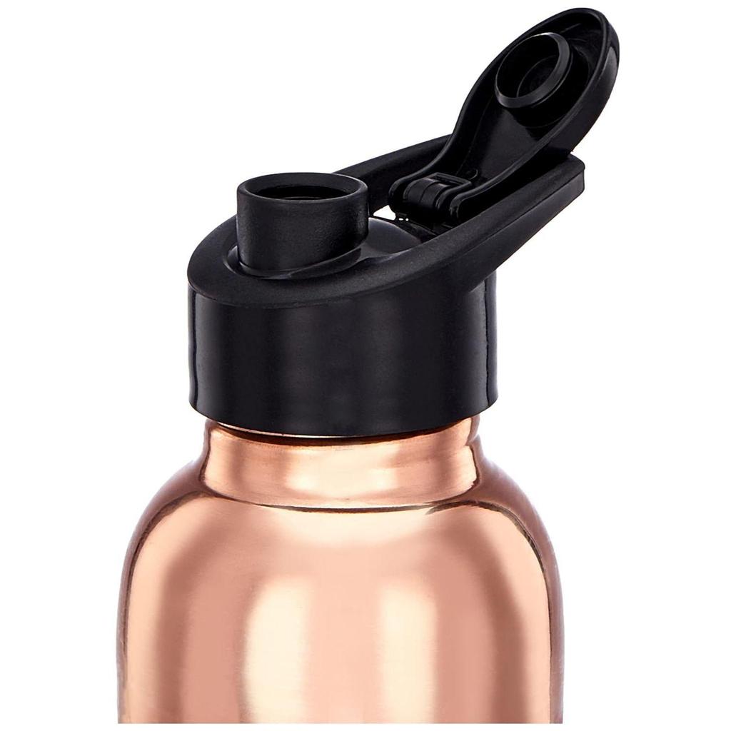 Медная бутылка для воды с откидной крышкой | 100% чистая медная бутылка для воды I Герметичная и устойчивая к ржавчине I Медная бутылка для дома, школы 950 мл (Пакет из 1)