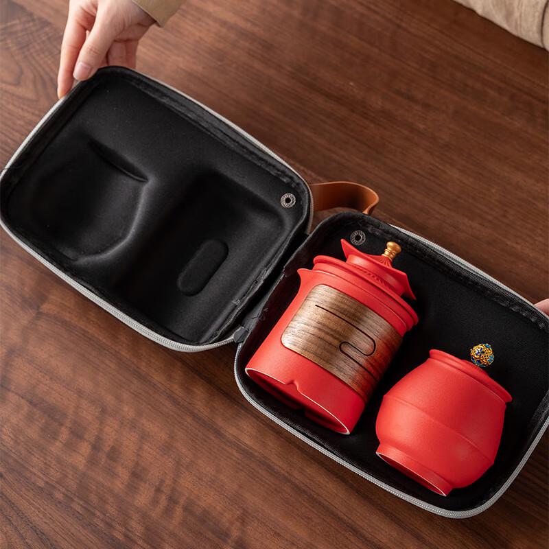 Palace Museum Mutton Fat Jade Porcelain Gongfu Travel Tea Set
