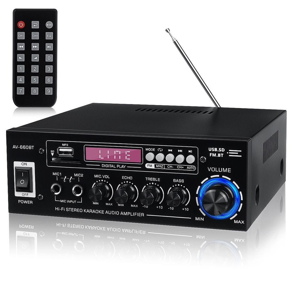 12/220 В усилитель HIFI 2-канальный усилитель мощности звука усилитель для домашнего кинотеатра Поддержка звука FM USB SD/дистанционное управление