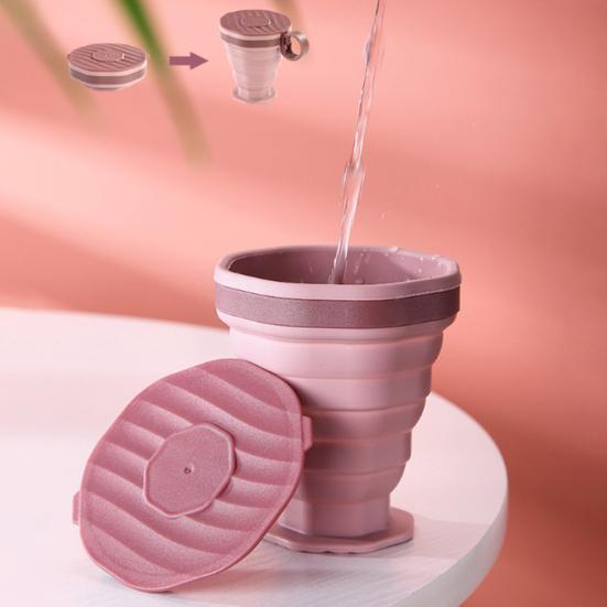 Складной силиконовый дорожный стакан с крышкой 220 мл Стакан для полоскания рта Безопасный для мытья в посудомоечной машине Герметичный Портативная кружка для кофе и чая для кемпинга, походов, офиса