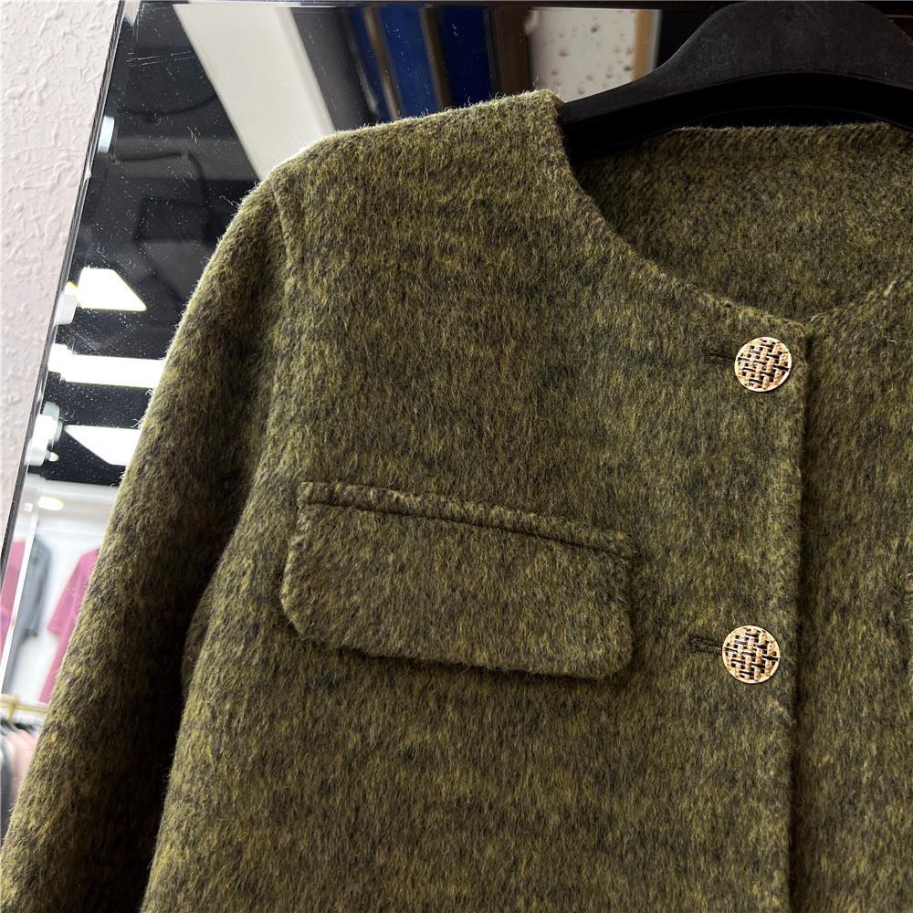 2023 Spring Women's Petite Korean Style Woolen Coat - Short, Double-Sided