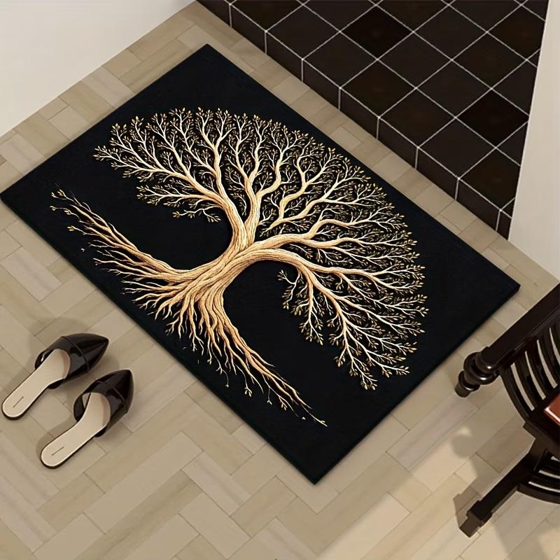 Vintage Celtic Knot Tree of Life Doormat, Non-Slip Mat Rug That Is Machine Washable, Suitable for Bedroom And Living Room Entr