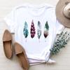 (Asian Size) Tee Top Women Feather Lovely Trend Cute Style Clothing Print Fashion T Shirt Woman Female Short Sleeve Graphic T-shirts
