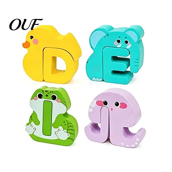 Animal Themed Letter Blocks Alphabet Puzzle Matching Game, Wooden Block, ABC Preschool Learning Toy for Toddlers Boys Girls Identification Toys
