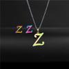 RUI RUI YU 26 Letter Colorful Stainless Steel Jewelry Sets for Women Men Alphabet Initial Chain Pendant Necklace Earrings Kids Gift