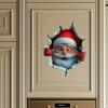 3D Рождественские Наклейки на Стену Мультяшный Санта-Клаус Пробивающий Стену Виниловая Съемная Праздничная Декорация для Дома и Жилых Помещений