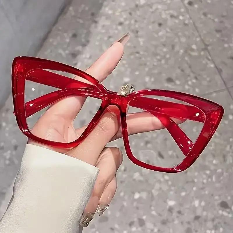 Fashiona Cat-Eye Glasses For Women Oversized Eyeglasses Casual Transparent Glasses Perfect For Daily Wear Everyday Eyewear
