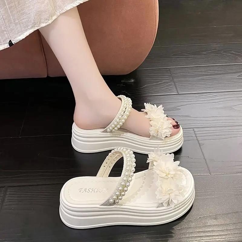 Модные сандалии Пляжные сандалии с цветами для женщин Оптом Удобная и элегантная женская обувь Оригинальная Роскошная Летняя 2025 Повседневная Распродажа