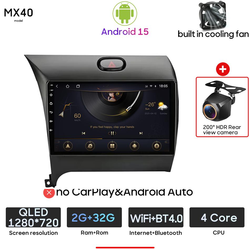 Android pour Kia K3 Cerato Forte 2013 - 2017 lecteur multimédia de voiture Radio vidéo stéréo Navigation ation CarPlay GPS stéréo Auto 2din BT
