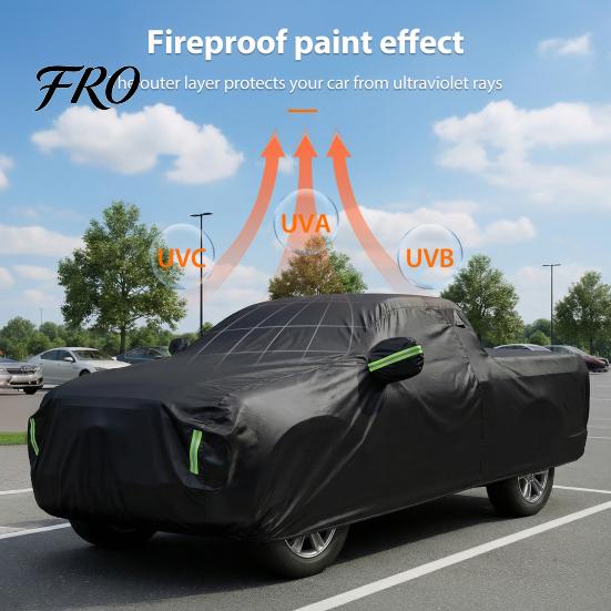 Waterproof Car Cover for Automobiles, All Weather UV Protection Outdoor Full Exterior Cover, Rain Sun Snow Protector with Door Zipper, 242x81x77 inch,