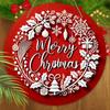 Wooden Christmas Sign, Merry Christmas Round Sign for Front Door Wall Hanging Decor, Ideal Christmas Ornament