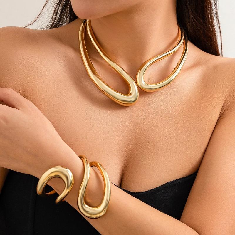 Преувеличенное Тяжелый Металл Большое Открытое Торк Колье Чокер для Женщин Гот Регулируемая Массивная Цепь Гранж Украшения Стимпанк Мужчины Новое