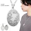 Gin no Oval Botanical Flower Decorative Pattern Locket Pendant Sterling Photo Holder [Shinjuku Kura] All-Over Top, Chainless, Charm, Silver, Engraved,