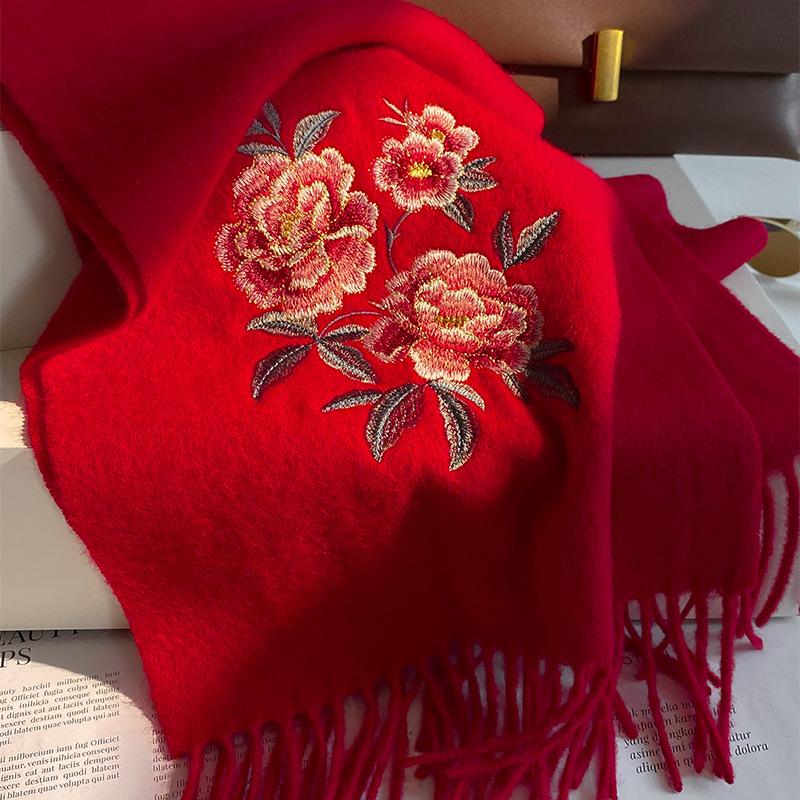 100% Wool Winter Scarf For Women Long Warm Cashmere Scarves Hijab Solid Lady Shawl Wrap Female Pashmina Bandana Head Scarfs New