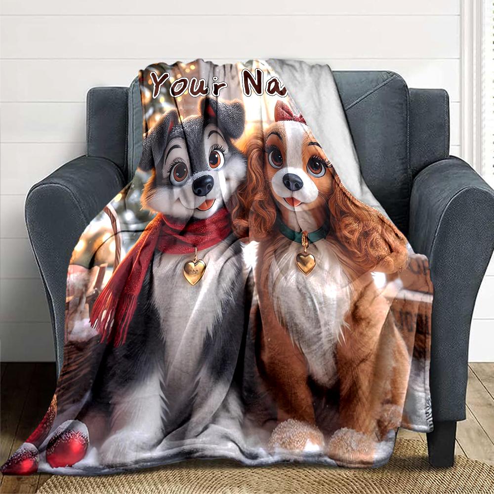 Custom Name Pet Portrait" blanket for Couch & Bed, Plush Cozy Fuzzy Blanket Super Soft & Warm Blankets for Fall and Winter. 0908130